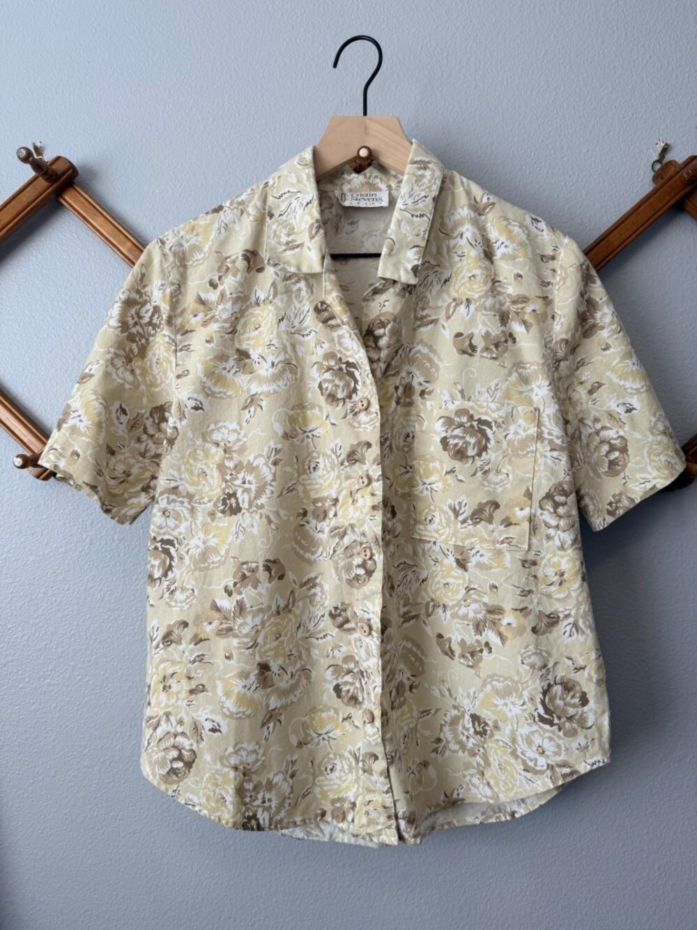 Vintage Cristin Stevens Yellow Floral Blouse (M)